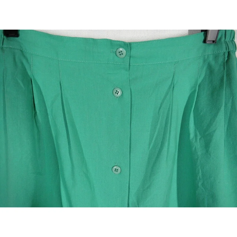 Vintage Catalina USA Made Seafoam Green Button Front Woven Midi Skirt Size 16